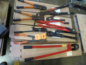 LOT TO INCLUDE: (8) CUTTERS, 36" LG X NO. 1 SIZE, BOLT KIND. CENTER CUT, ROUND EDGE JAWS 9 LB, (9) MISC WIRE CUTTERS AND CRIMPERS. LOADING & HANDLING FEE $15-4084